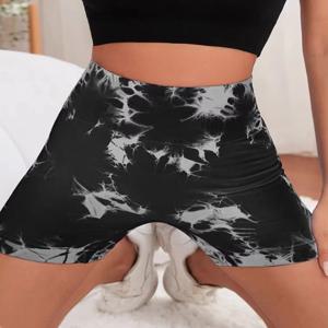 여성용 요가 반바지 타이 염색 복숭아 엉덩이 나일론 빠른 건조 피트니스 바지 하이 스트레치 엉덩이 리프트 스웨트 팬츠 타이트 레깅스