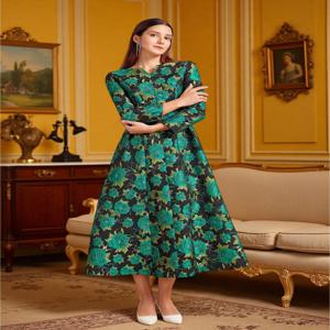 여성용 빈티지 파티 원피스 긴 꽃무늬 맥시 자카드, 우아한 이브닝 보호 여성 의류, 가을 드레스