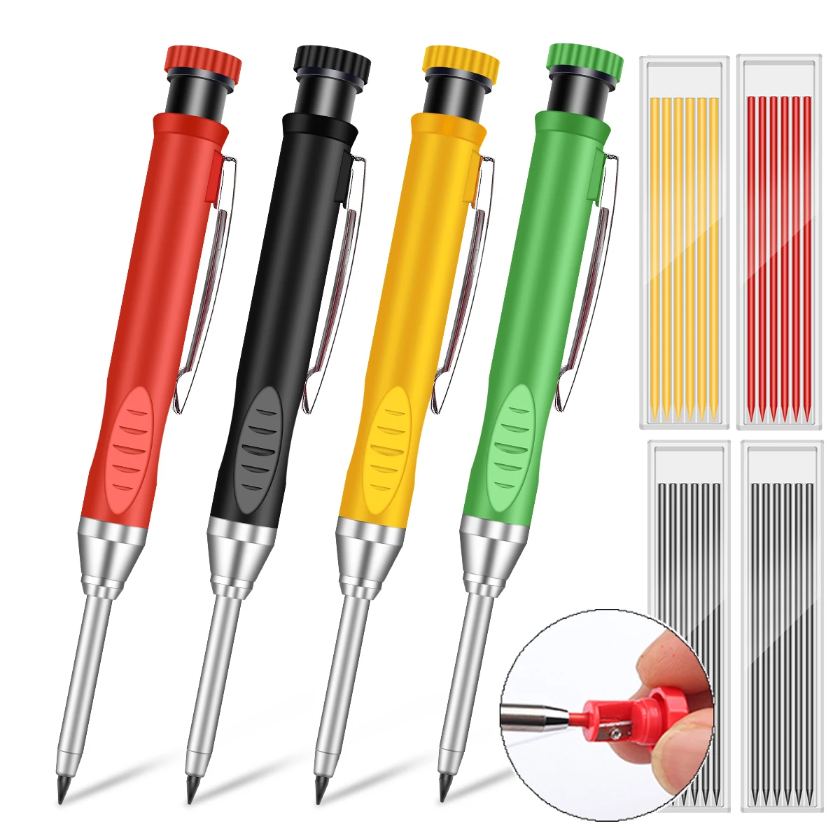 목공 건설을위한 숫돌이있는 2.8mm 솔리드 목수 기계 연필 긴 머리 목수 연필 문구 공급