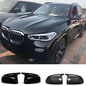 2Pcs 광택 블랙 카본 패턴 후면 사이드 뷰 미러 커버 BMW X3 G01 ix3 X4 G02 X5 G05 X6 G06 X7 G07 용 쉘 교체