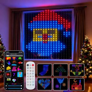 스마트 커튼 조명, 앱 원격 제어 기능이 있는 400개의 LED USB 커튼 스트링 조명, 야외 음악 동기화 크리스마스 커튼 스트링