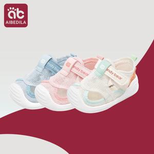AIBEDILA 여름 메쉬 샌들, 통기성 폐쇄 토 벨크로 워킹 슈즈, 야외 스포츠 신발, 남아 여아