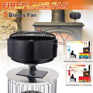 5 블레이드 스토브 팬 열 구동 원형 통나무 벽난로 팬 버너 조용한 독립형 홈 워머 효율적인 열 분배