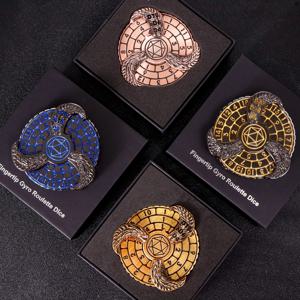 던전 앤 드래곤을 위한 D+D 금속 손가락 끝 자이로 룰렛 주사위, DND 스피너 금속 주사위, 선물용 드래곤 나침반 주사위 세트