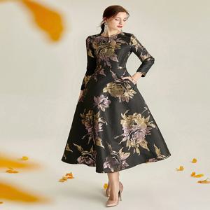 DEVCHATA 여성용 럭셔리 롱 맥시 자카드 원피스, 보호 꽃 패션 의류, 숙녀 파티 이브닝 가운, 빈티지 베스티도