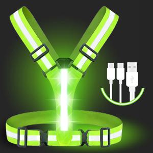 LED 반사 조끼 러닝 기어, 5가지 조명 색상 Hi Vis 반사 기어 충전식 라이트 업 러닝 조끼 걷기 달리기