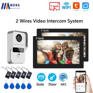 투야 스마트 와이파이 초인종 카메라, 아파트 비디오 인터콤, 2 와이어, 7/10 인치 무선 와이파이 비디오 도어폰, 5 인 1 잠금 해제, 1080P