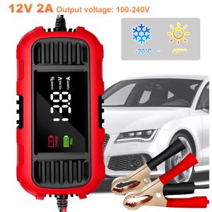 자동차 배터리 충전기 디지털 디스플레이 스마트 배터리 충전 도구, 자동차 트럭 배터리용 배터리 트리클 충전기 유지기, 12V 2A