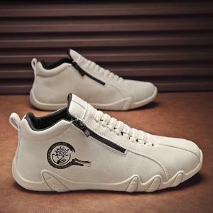 남성 캐주얼 신발 사이드 지퍼 짧은 부츠 다목적 플랫 바닥 유행 유행 남성 신발 야외 스포츠에 적합