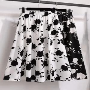 플러스 사이즈 여성을 위한 하이웨이스트 A라인 스커트 여름 캐주얼 슬림핏 힙 커버 미디 길이 플레어 스커트 우아한 안티에이징 드레이프