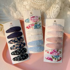 신선한 프린트 코튼 합금 헤어 클립, 원단 격자 무늬 BB 헤어핀, 소녀 헤어그립 헤드웨어, 아기 헤어 액세서리, 세트당 6 개