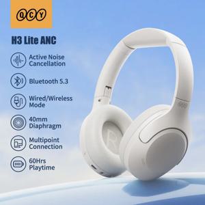 QCY H3 Lite ANC 무선/유선 헤드폰 Bluetooth 5.3 접이식 오버이어 헤드셋 HIFI 사운드 60H 재생 시간 이어폰 듀얼 연결