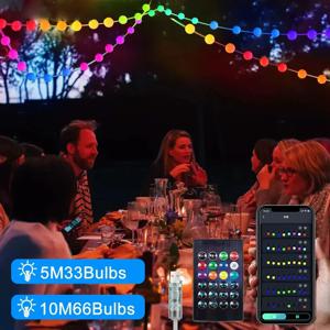 RGB 스마트 스트링 라이트 야외 5M 10M LED 정원 스트링 라이트 앱 제어 DIY 반짝이 스트링 라이트 파티 휴일 장식용
