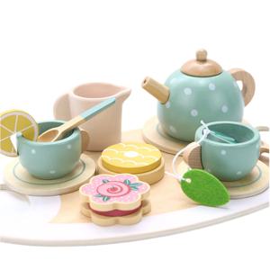 나무 어린이 시뮬레이션 오후 차 세트 장난감 척 놀이 음식 학습 역할 놀이 게임 유아를위한 조기 교육 장난감 G