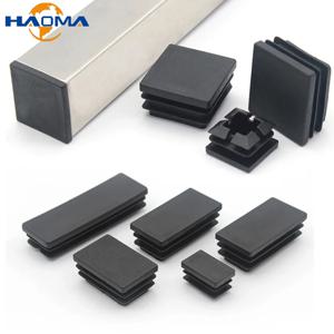 검은 사각형 플라스틱 튜브 파이프 플러그 직사각형 블랭킹 엔드 캡 튜브 삽입 플러그 마개 테이블 의자 피트 패드 10x10mm-100x100mm