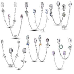 925 스털링 실버 안전 체인 걸쇠 클립 매력에 맞게 원래 팔찌 펜던트 매달려 여성을위한 DIY 쥬얼리