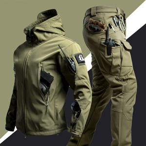 5XL 6XL 남성용 야외 새로운 소프트 쉘 방수 및 절단 방지 두꺼운 양모 양털 멀티 포켓 전술 세트의 저렴한 가격 판매