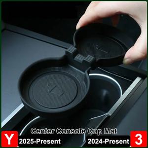 테슬라 모델 Y 2025 센터 콘솔 물병 컵 매트 모델 3 하이랜드 2024 TPE 방수 미끄럼 방지 쿠션 액세서리