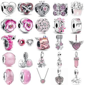 925 실버, 나비, 하트 모양의 구슬 꽃 펜던트 유럽 원래 팔찌에 적합 DIY 절묘한 보석