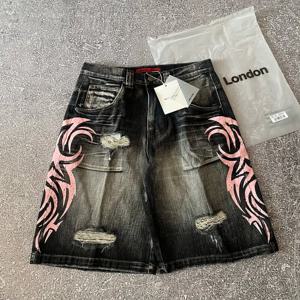 streetwear y2k 인기 데님 반바지 tassels 디자인 빈티지 반바지 남자 힙합 패션 하라주쿠 펑크 하이 웨이스트 와이드 레그 팬츠