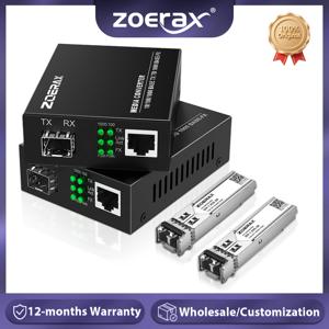 ZoeRax 기가비트 SFP LC 다중 모드 모듈 RJ45 이더넷 미디어 변환기 광섬유 트랜시버(1.25G SFP LC 모듈 포함)