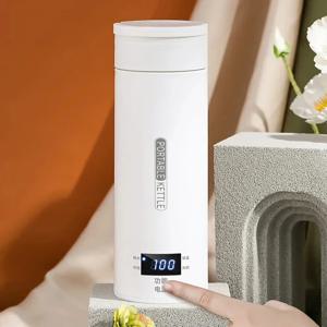 450ML 전기 주전자 휴대용 차 커피 주전자 여행용 물 끓이기 보온컵 방열 물병 영어 메뉴