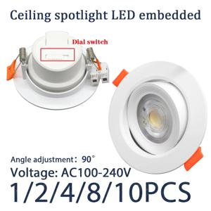 1-10pcs LED 변경 색상 3 CCT 3000K 4000K 6000K LED 천장 스포트라이트 임베디드 조명 7W AC 110V 220V 조정 90 °   조명 스팟