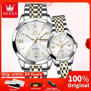 OLEVS 9998 커플 시계 고급 오리지널 패션 브랜드 방수 야광 쿼츠 손목시계 날짜 스포츠용 캘린더 디자인