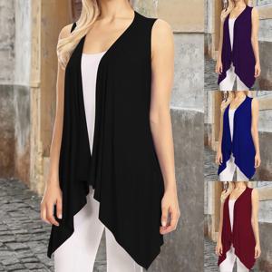 여성을 위한 우아한 민소매 오픈 프론트 카디건 조끼 - 플러스 사이즈 경량 드레이프 롱 조끼