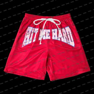 여름 신상 여성용 빨간 반바지 빌리 월드 투어 콘서트 스타일 반바지 캐주얼 속건 비치 반바지