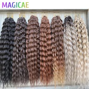 Magicae 3Pcs 300Grams 24인치 Ariel Deep Water Twist 크로셰 컬리 헤어 피아노 블론드 P12/16/613 Brown6 #   브레이드 그레이 58 #   묶음