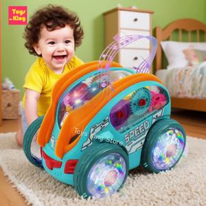 전동 스턴트 덤프트럭 360도 회전 LED 조명 음악 기어 구동 자동차 범프 차량 이동 기어 유아용 레이싱카 어린이 장난감