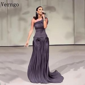 Verngo 다크 퍼플 이브닝 드레스 한 어깨 인어 공식 행사 드레스 여성 우아한 댄스 파티 드레스 맞춤형
