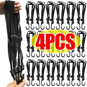 후크가 있는 범용 탄성 스트랩 4발 오토바이 러기지 네트 헬멧 로프 조절 가능한 화물 고정대 (자전거, ATV, 오토바이용)