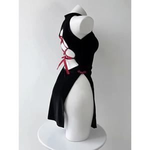 새해 섹시 고고 리더 의상 DS 공연 레드 블랙 스플릿 스타일 레트로 스타일 바 공연 여성 무대 의상