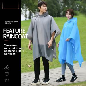케이프 레인코트 긴 투명 두꺼운 남성과 여성의 일회용 성인 대형 휴대용 등산 여행 레인코트 방수