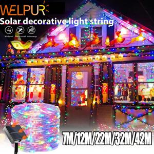 태양 요정 조명 400LED 야외 방수 태양 크리스마스 문자열 조명 정원 마당 홈 파티 휴일 장식