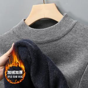 하프 터틀넥 니트 스웨터 새로운 가을/겨울 목 목 스웨터 솔리드 컬러 풀오버 남자 브랜드 캐주얼 남성 의류