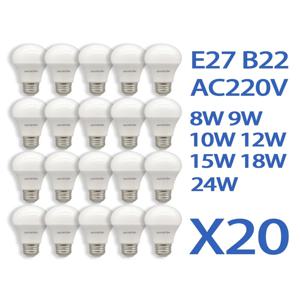 20PCS Led 전구 램프 A60 A80 E27 B22 AC120V AC220V 빛 8W 18W 24W 3000K/4000K/6000K 램프 홈 오피스 조명 Lampara