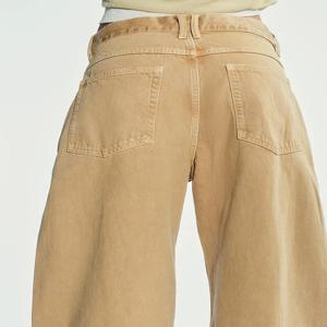 저허리 루즈핏 청바지 여성 패션 편안한 달콤한 캐주얼 포켓 장식 신상품 가을 2025 민족 무대 의상