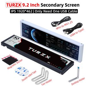 TURZX 9.2인치 USB 보조 화면 컴퓨터 케이스용 1920*462 IPS LCD 타입-C 디스플레이 CPU RAM GPU HDD FPS 날씨 모니터