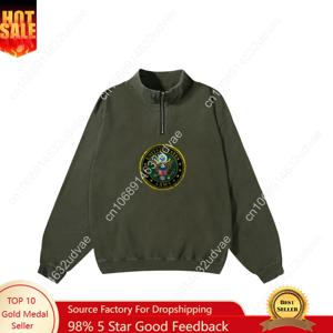 미국 육군 레트로 스웨트셔츠 남녀 청소년 빈티지 풀오버 하프 지퍼 스웨트 셔츠 맞춤 제작 탑스 긴팔 티셔츠