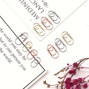 50pcs 미니 러브 종이 클립 특별한 모양의 창의적인 종이 클립 골드 종이 클립 사무실 정보 클립 금속 단어 클립 메모 클립