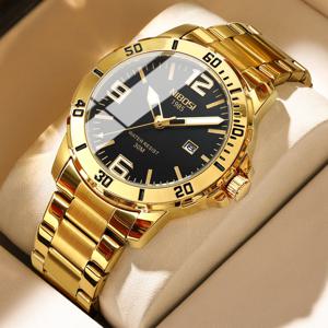 NIBOSI 남성용 시계 남성용 최고 브랜드 럭셔리 방수 축광 쿼츠 시계 스테인레스 스틸 비즈니스 시계 Relogio Masculino