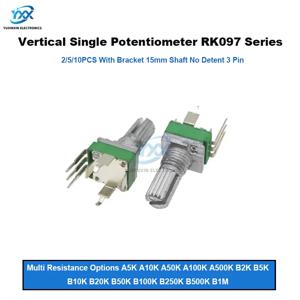 2/5/10PCS RK097 R097 수직 정밀 포텐셔미터 브래킷 포함 15mm 핸들 기어 없음 3핀 A/B10K 2K 5K 50K 100K 250K 1M