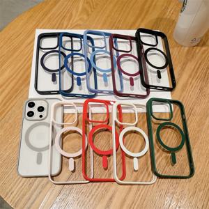 아이폰 17 16 플러스 15 14 13 12 11 프로 맥스 XR 17에어용 고급 충격 방지 맥세이프 무선 충전 케이스, 투명 마그네틱 범퍼 커버