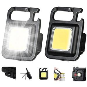 미니 LED 키체인 손전등 알루미늄 합금 USB 충전 휴대용 COB 라이트 캠핑 야외 작업 낚시용 ​