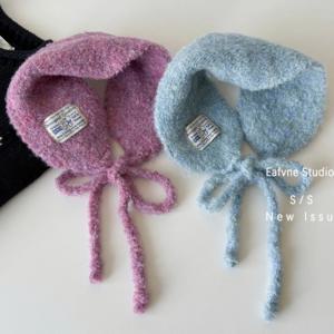 일본식 부드럽고 쫄깃한 원형 거즈 리본 귀마개 여성용 가을 겨울 따뜻한 귀덮개 신상 패션 귀 스카프 니트 헤어밴드