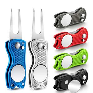 접이식 골프 디봇 수리 도구 1개 (골프공 도구 포함) 피치 그루브 클리너 골프 액세서리 퍼팅 그린 포크 연습 도구