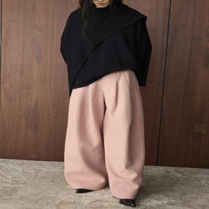 SEIZPROJECTS 여성용 예쁜 롱 엘레강트 울 바지 와이드 스타일